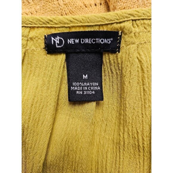 New Directions Boho Tunic Top Embroidered 3/4 Sleeve Rayon M Yellow & Black - Picture 4 of 4